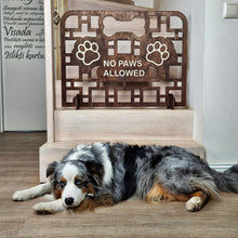 Load image into Gallery viewer, Personalized Wooden Dog Stopper, No-Drill Pet Barrier for Doorways & Stairs