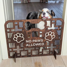 Load image into Gallery viewer, Personalized Wooden Dog Stopper, No-Drill Pet Barrier for Doorways & Stairs