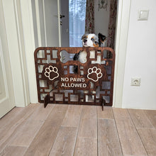 Load image into Gallery viewer, Personalized Wooden Dog Stopper, No-Drill Pet Barrier for Doorways & Stairs