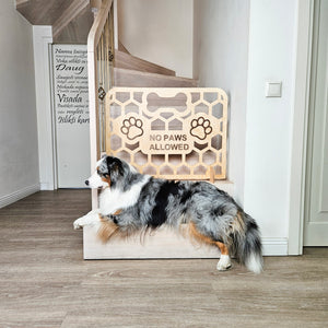 No-Drill Wooden Dog Barrier, Freestanding Pet Gate for Doorways, Stairs, and Hallways