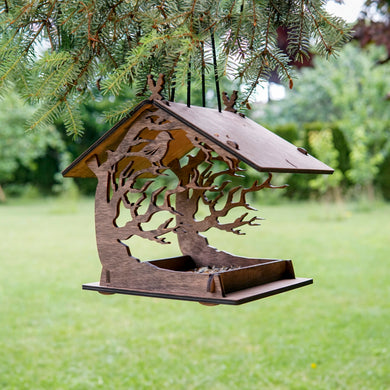 Bird feeder - wooden hanging bird feeder
