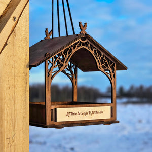 Personalized Wooden Bird Feeder, Handcrafted Hanging Feeder for Gardens and Patios