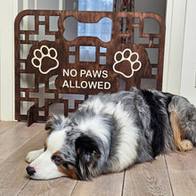 Load image into Gallery viewer, Personalized Wooden Dog Stopper, No-Drill Pet Barrier for Doorways &amp; Stairs