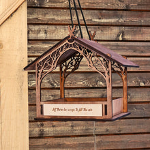Load image into Gallery viewer, Personalized Wooden Bird Feeder, Handcrafted Hanging Feeder for Gardens and Patios