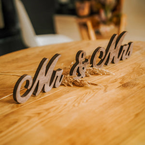 Mr & Mrs Wooden Signs for Wedding Table, Rustic Wedding Décor for Boho Style Centerpiece, Freestanding Bride and Groom Photo Props