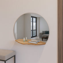 Load image into Gallery viewer, Mountain-Shaped Oak Mirror with Shelf, Rustic Handmade Wall Accent