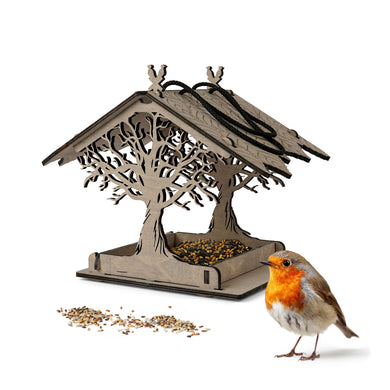 Rustic Outdoor Wildlife Feeder for birds, Wooden Bird Feeder for Garden, Backyard and Patio