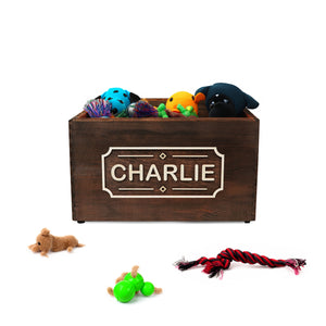 Wooden storage box for dog toy's