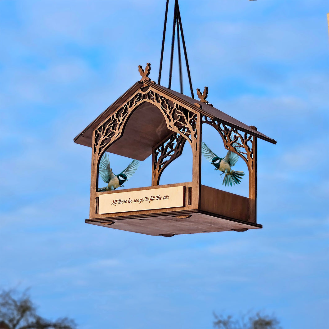 Personalized Wooden Bird Feeder, Handcrafted Hanging Feeder for Gardens and Patios