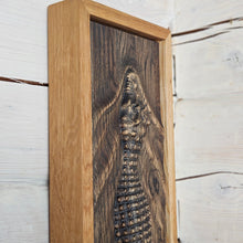 Load image into Gallery viewer, Handcrafted Crocodile Wood Relief, 3D Rustic Wall Art, Unique Wildlife Gift, Alligator Carving Home Decor