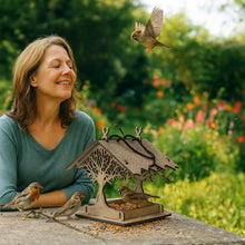 Load image into Gallery viewer, Rustic Outdoor Wildlife Feeder for birds, Wooden Bird Feeder for Garden, Backyard and Patio
