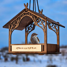 Load image into Gallery viewer, Personalized Wooden Bird Feeder, Handcrafted Hanging Feeder for Gardens and Patios