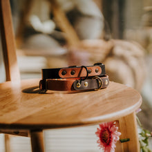 Load image into Gallery viewer, Leather dog collar with personalization