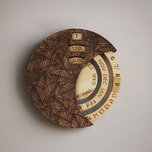 Round Wooden Wall Calendar, Handmade Desk & Wall Decor for Home and Office
