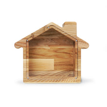 Load image into Gallery viewer, Wooden Piggy Bank, House Shaped Cash Bank