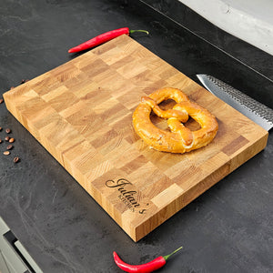Wooden Cutting Board for Everyday Cooking, Handmade Oak Kitchen Board, Personalized Engraved Gift