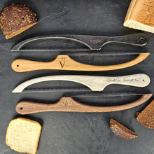 Load image into Gallery viewer, Custom Oak Bread Knife for Everyday Kitchen Use, Bow Bread Knife Design, Thoughtful Handmade Gift