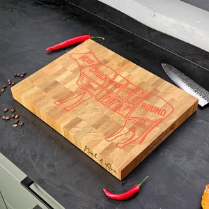 Versatile Wooden Cutting Board with Engraved Cow Motif, Rustic Kitchen Decor and Functional Prep Board for Everyday Use