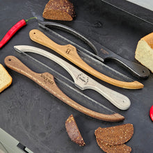 Load image into Gallery viewer, Custom Oak Bread Knife for Everyday Kitchen Use, Bow Bread Knife Design, Thoughtful Handmade Gift