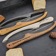 Load image into Gallery viewer, Custom Oak Bread Knife for Everyday Kitchen Use, Bow Bread Knife Design, Thoughtful Handmade Gift