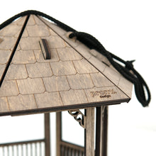 Load image into Gallery viewer, Wooden gazebo-shaped, gray bird feeder