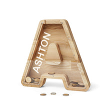 Load image into Gallery viewer, Wooden A-Z Letter Bank for Saving Money, Personalized Money Box for Home, Office, or Custom Gift