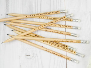 Personalized Natural Wooden HB Pencils - Custom Engraved Gift