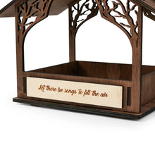 Load image into Gallery viewer, Personalized Wooden Bird Feeder, Handcrafted Hanging Feeder for Gardens and Patios