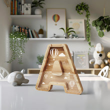 Load image into Gallery viewer, Wooden A-Z Letter Bank for Saving Money, Personalized Money Box for Home, Office, or Custom Gift