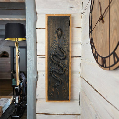 Handcrafted 3D Wooden Snake Wall Art, Lifelike Oak Serpent Sculpture for Home, Office, or Unique Gift