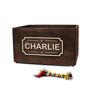 Wooden storage box for dog toy's