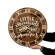 Load image into Gallery viewer, Silent Wooden Wall Clock, Hanging Round Clock