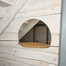 Load image into Gallery viewer, Mountain-Shaped Oak Mirror with Shelf, Rustic Handmade Wall Accent