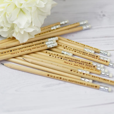 Personalized Natural Wooden HB Pencils, Custom Engraved Gift