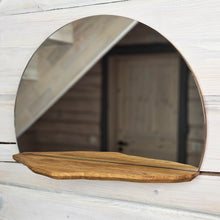 Load image into Gallery viewer, Mountain-Shaped Oak Mirror with Shelf, Rustic Handmade Wall Accent