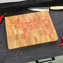 Load image into Gallery viewer, Versatile Wooden Cutting Board with Engraved Cow Motif, Rustic Kitchen Decor and Functional Prep Board for Everyday Use