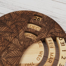 Load image into Gallery viewer, Round Wooden Wall Calendar, Handmade Desk &amp; Wall Decor for Home and Office