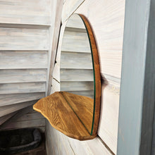 Load image into Gallery viewer, Mountain-Shaped Oak Mirror with Shelf, Rustic Handmade Wall Accent