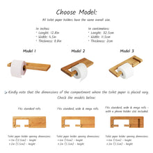 Load image into Gallery viewer, Wooden Toilet Paper Holder with Shelf, Wall Mounted Toilet Roll Holder for Bathroom and Powder Room