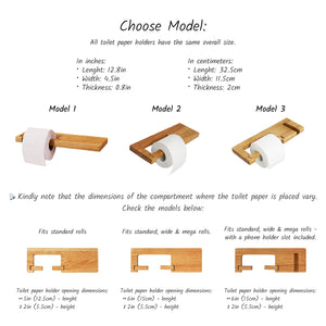 Wooden Toilet Paper Holder with Shelf, Wall Mounted Toilet Roll Holder for Bathroom and Powder Room