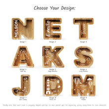 Load image into Gallery viewer, Wooden A-Z Letter Bank for Saving Money, Personalized Money Box for Home, Office, or Custom Gift