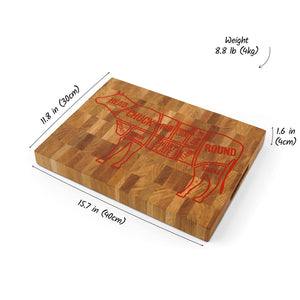 Versatile Wooden Cutting Board with Engraved Cow Motif, Rustic Kitchen Decor and Functional Prep Board for Everyday Use