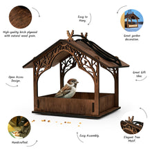 Load image into Gallery viewer, Personalized Wooden Bird Feeder, Handcrafted Hanging Feeder for Gardens and Patios