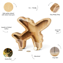Load image into Gallery viewer, Wooden Airplane Money Bank for Kids, Piggy Bank for Home Decor, Custom Coin Bank for Personalized Gifts