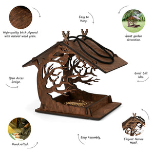 Bird feeder - wooden hanging bird feeder