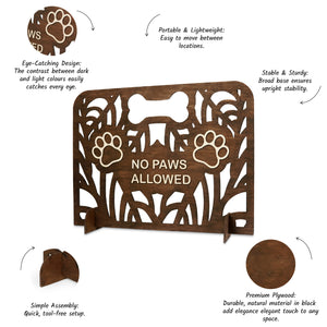 Portable Wooden Pet Barrier, No Drilling, Freestanding Wooden Dog Gate