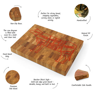 Versatile Wooden Cutting Board with Engraved Cow Motif, Rustic Kitchen Decor and Functional Prep Board for Everyday Use
