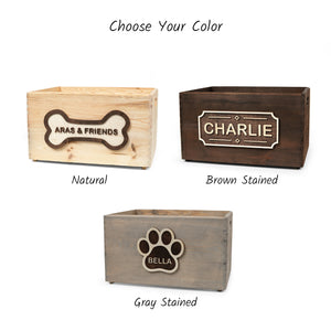 Wooden storage box for dog toy's