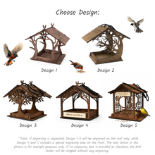 Load image into Gallery viewer, Rustic Outdoor Wildlife Feeder for birds, Wooden Bird Feeder for Garden, Backyard and Patio