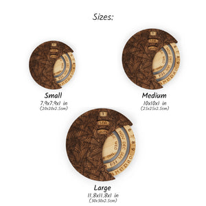 Round Wooden Wall Calendar, Handmade Desk & Wall Decor for Home and Office